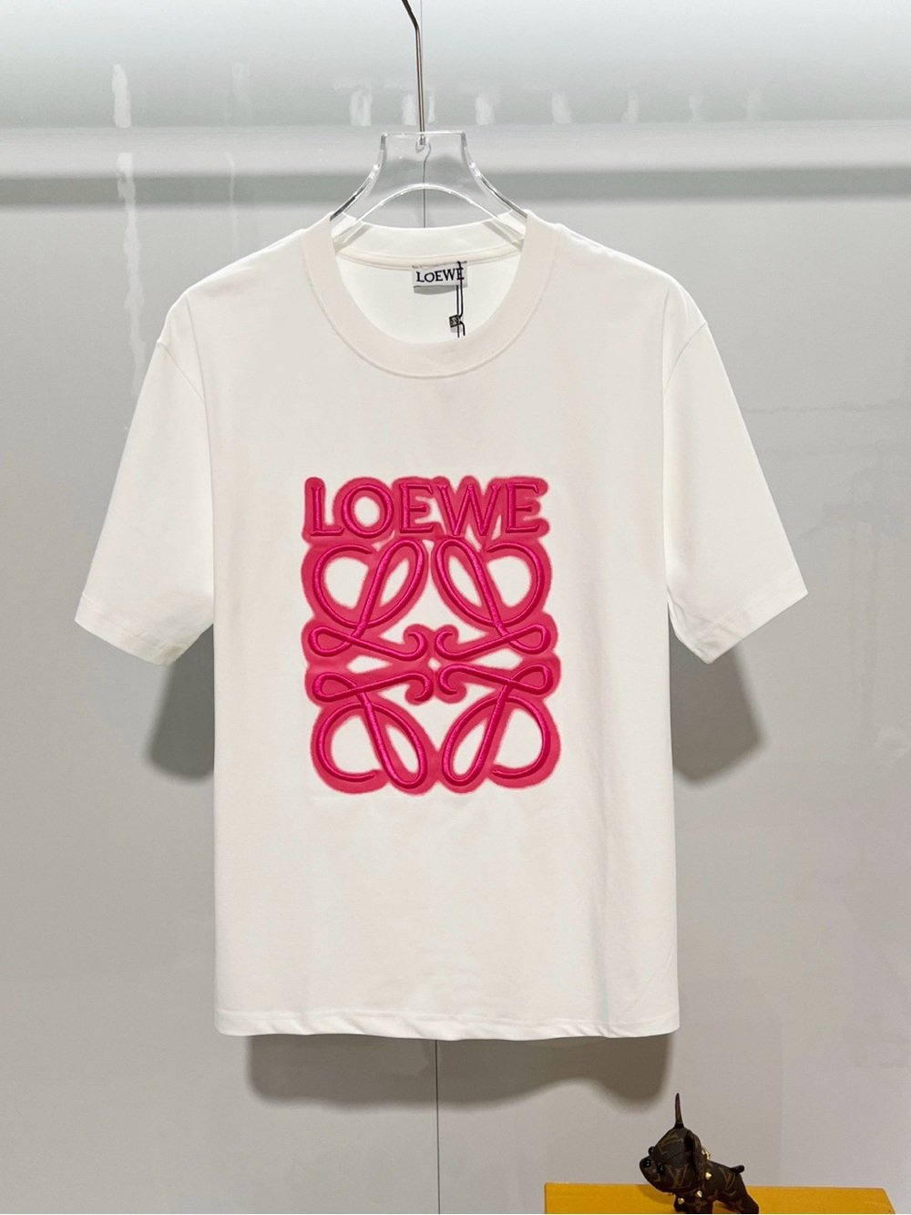 Loewe White Tee with Hot Pink Anagram